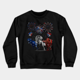 Red White Blue T Rex Dinosaur Firework 4th Of July Crewneck Sweatshirt